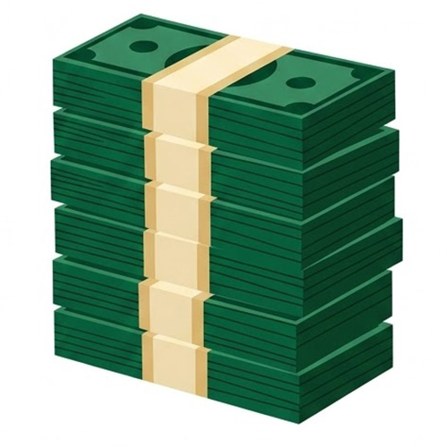 Illustration of a tall stack of bundled cash representing private college tuition costs.